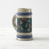 Kerstvogels en Slapjes blauw Bierpul (Voorkant links)