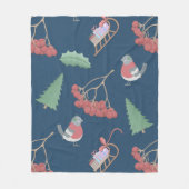 Kerstvogels en Slapjes blauw Fleece Deken (Voorkant)