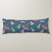 Kerstvogels en Slapjes blauw Lichaamskussen (Achterkant)