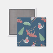 Kerstvogels en Slapjes blauw Magneet (Voorkant / Achterkant)