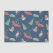 Kerstvogels en Slapjes blauw Tissuepapier (Voorkant)