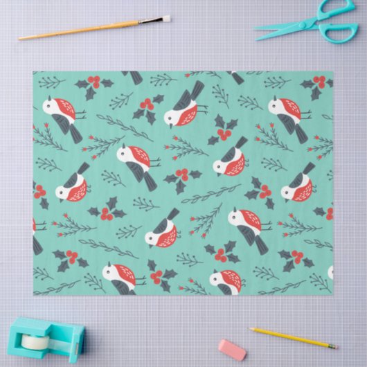 Kerstvogels en winterpatroon tissuepapier (Craft)