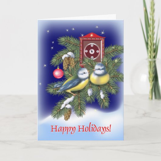 kerstvogels feestdagen kaart (Voorkant)
