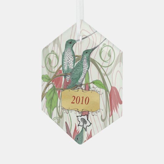kerstvogels glas ornament (Voorkant links)