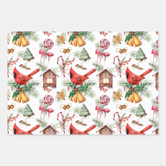 Kerstvogels Greenery Inpakpapier Vel (Voorkant 2)
