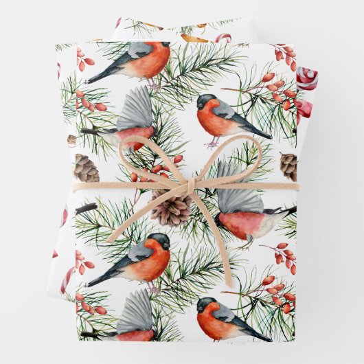 Kerstvogels Greenery Inpakpapier Vel (In situ)