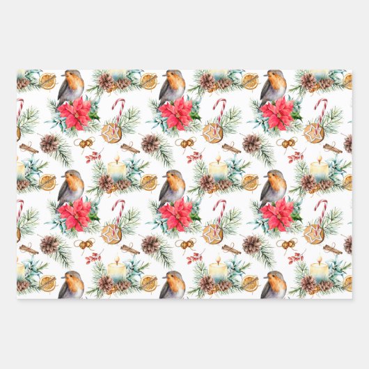Kerstvogels Greenery Inpakpapier Vel (Voorkant 3)