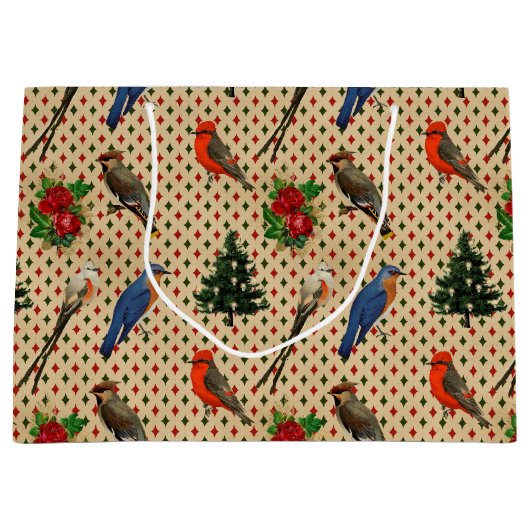  kerstvogels groot cadeauzakje (Voorkant)