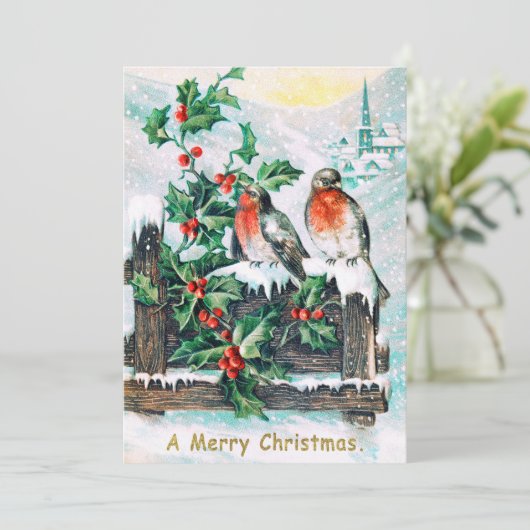 kerstvogels Holly Kaart (Staand voorkant)