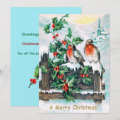 kerstvogels Holly Kaart (Voorkant / Achterkant)