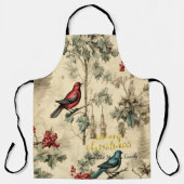 Kerstvogels Hulstbessen Vintage Schort (Voorkant)