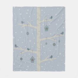 Kerstvogels in de winter op bosboom fleece deken