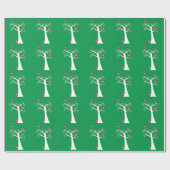 Kerstvogels in een boom cadeaupapier (Vlak)