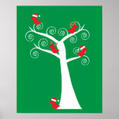 Kerstvogels in een boom poster (Voorkant)