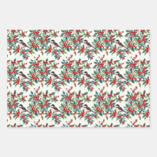 kerstvogels inpakpapier vel (Voorkant 2)