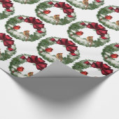 Kerstvogels Krans Cadeaupapier (Hoek)