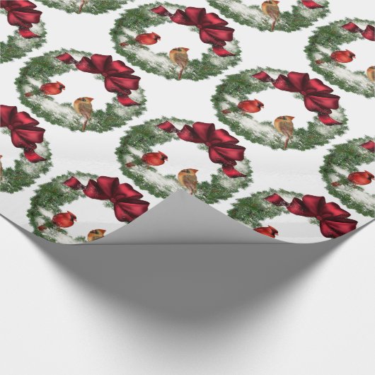 Kerstvogels Krans Cadeaupapier (Hoek)