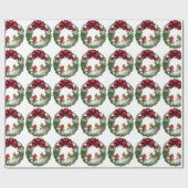 Kerstvogels Krans Cadeaupapier (Vlak)