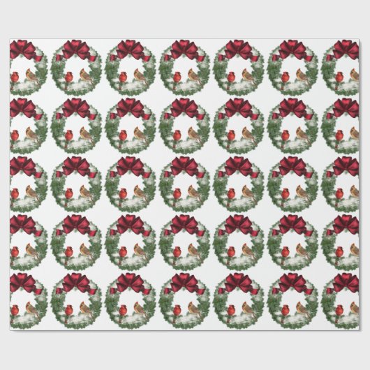 Kerstvogels Krans Cadeaupapier (Vlak)