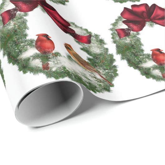 Kerstvogels Krans Cadeaupapier (Rol Hoek)