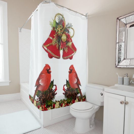 kerstvogels met douwergordijn douchegordijn (In situ)