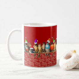 Kerstvogels Santa Hoed Rood Blauw Groen Koffiemok