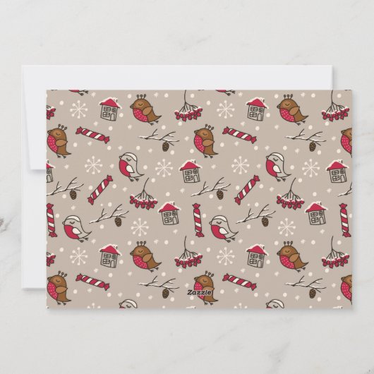 Kerstvogels 'Thuis voor de Feestdagen' Fotokaart Feestdagenkaart (Achterkant)