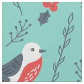 Kerstvogels & Trimmings Patroon Stof (Close Up)