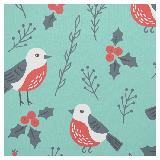 Kerstvogels & Trimmings Patroon Stof (Swatch)