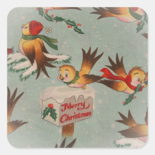 kerstvogels vierkante sticker
