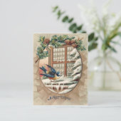 Kerstvogeltje Dennenappel Feestdagenkaart (Staand voorkant)