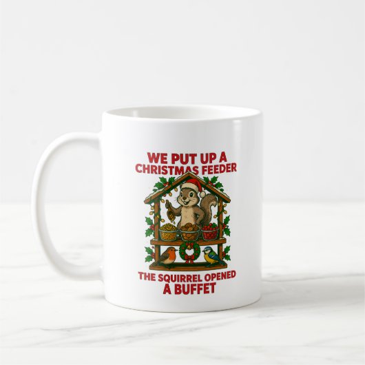 Kerstvogelvoeder Eekhoorn Buffet Grappige Mok (Links)