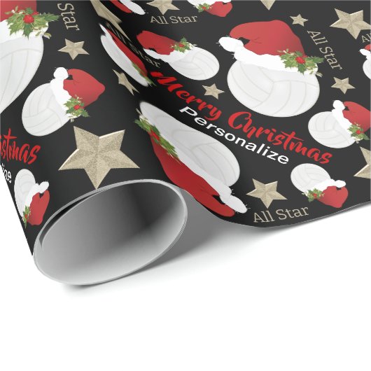 Kerstvolleybal All Star - Personaliseren Cadeaupapier (Rol Hoek)