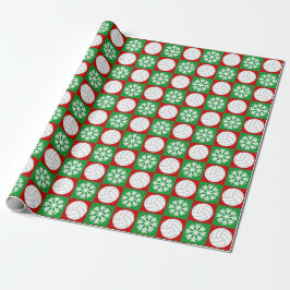 Kerstvolleybal en Snowflake Red en Green Cadeaupapier