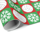 Kerstvolleybal en Snowflake Red en Green Cadeaupapier (Rol Hoek)