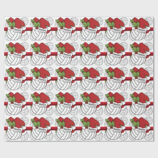 Kerstvolleybal in het Pet van Santa | DIY-naam Cadeaupapier (Vlak)