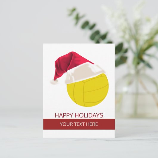 Kerstvolleybal Santa Hat briefkaarten (Staand voorkant)