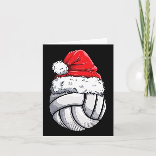 Kerstvolleyball Santa Hat Funny Sport Xm Kaart (Voorkant)