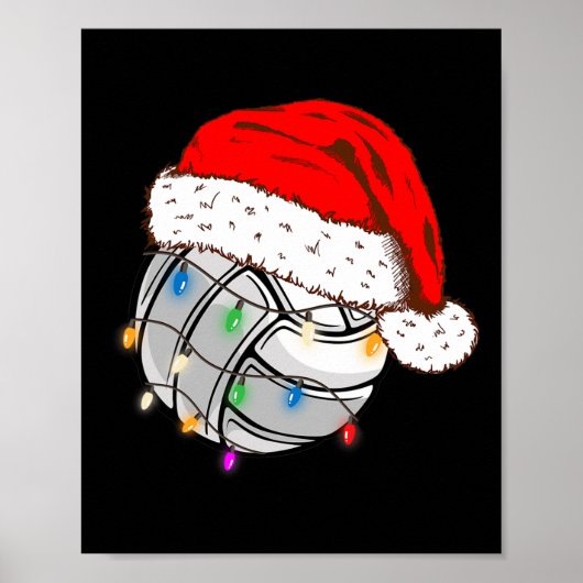 Kerstvolleyball Santa Hat Funny Sport Xm Poster (Voorkant)