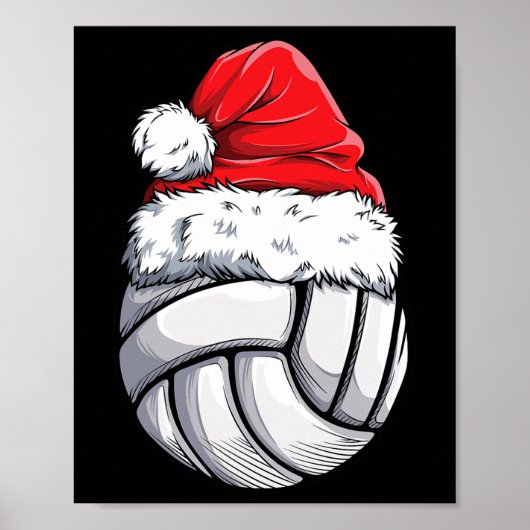 Kerstvolleyball Santa Hat Funny Sport Xm Poster (Voorkant)