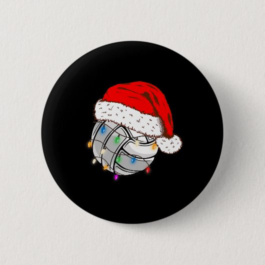 Kerstvolleyball Santa Hat Funny Sport Xm Ronde Button 5,7 Cm (Voorkant)
