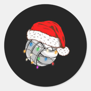 Kerstvolleyball Santa Hat Funny Sport Xm Ronde Sticker