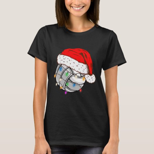 Kerstvolleyball Santa Hat Funny Sport Xm T-shirt (Voorkant)
