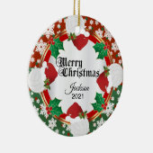 Kerstvolleybalontwerp Keramisch Ornament (Rechts)