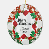 Kerstvolleybalontwerp Keramisch Ornament (Links)