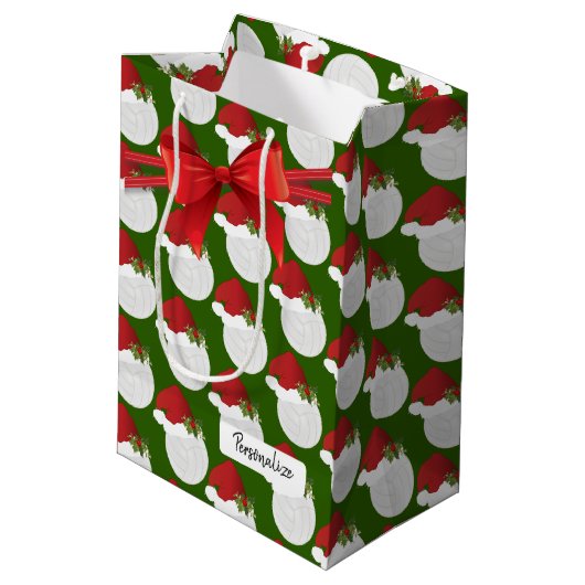 Kerstvolleybalpatroon Medium Cadeauzakje (Achterkant Gekanteld)
