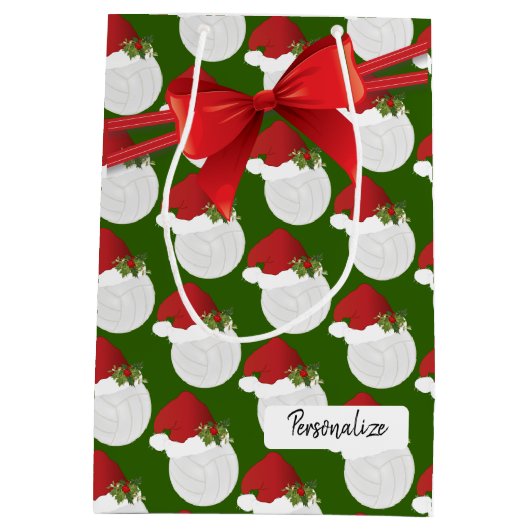 Kerstvolleybalpatroon Medium Cadeauzakje (Achterkant)
