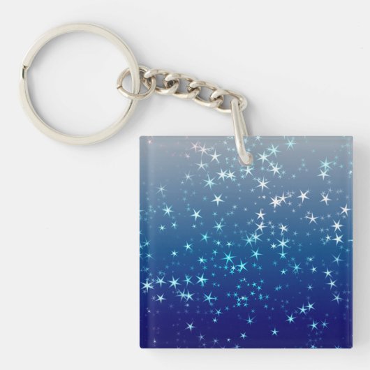 Kerstvonken Sterren Blauwe Lucht Sleutelhanger (Voorkant)