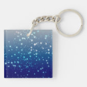 Kerstvonken Sterren Blauwe Lucht Sleutelhanger (Achterkant)