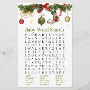 kerstvoorraad Baby shower Word Search Game